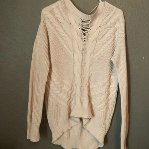 Crochet Long Cream Sweater